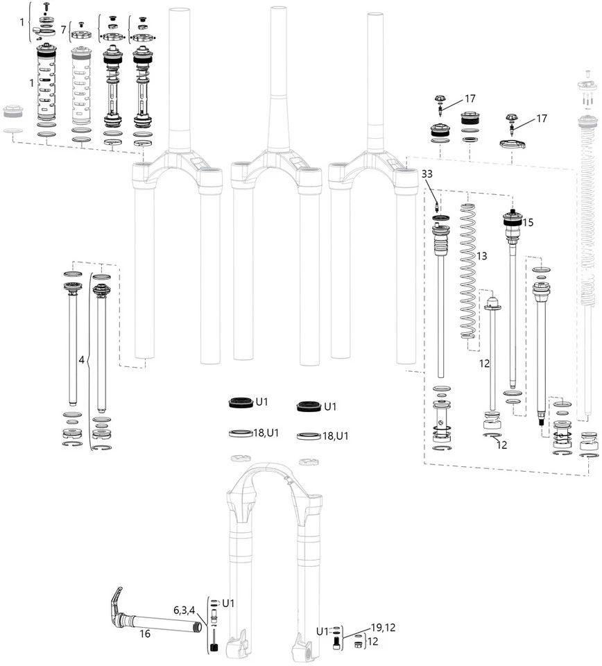 ROCKSHOX Piezas De Repuesto Lyrik (A1-A2 / 2010-2016) 3 ROCKSHOX Piezas De Repuesto Lyrik (A1-A2 / 2010-2016)